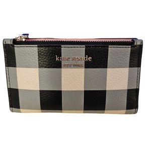 KATE SPADE Gingham Black White Pink Wallet